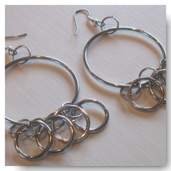 Hula Hoop Earrings Silver Stainless Steel by GemsofJoyDesigns
