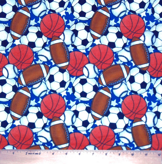 SPORTS FLANNEL FABRIC By the Half Yard Football by whatcamefirst