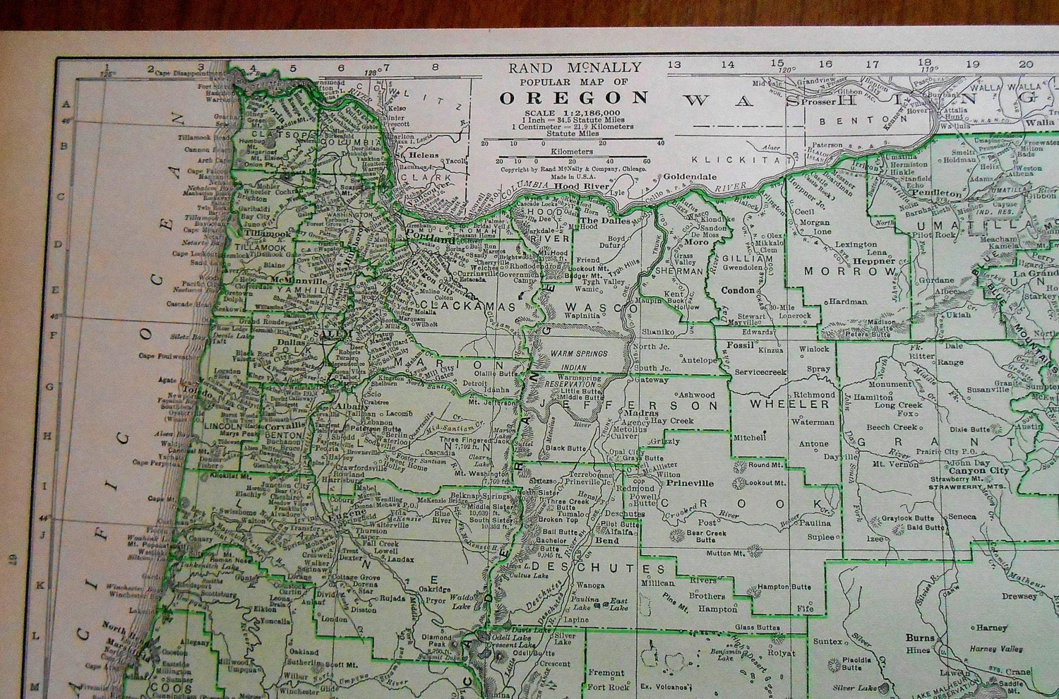 Old Oregon Map 1937 Vintage northwest US State Map maps as