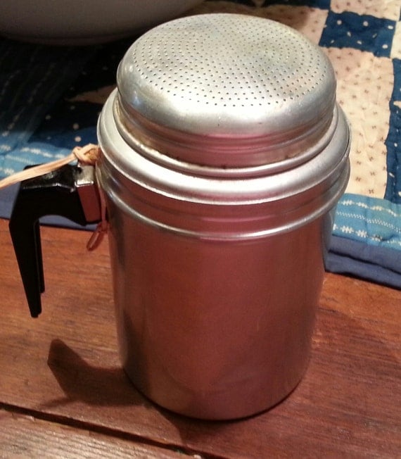 Vintage Aluminum Shaker sugar cinnamon bake kitchen storage