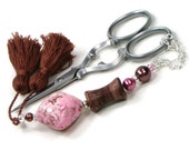 Scissor Fob Scissor Keeper Scissor Minder Pink Chocolate Brown Quilting Cross Stitch Needlepoint Sewing Scissor Fob Scissor Keeper Scissor Minder Pink Chocolate Brown Quilting Cross Stitch Needlepoint Sewing
