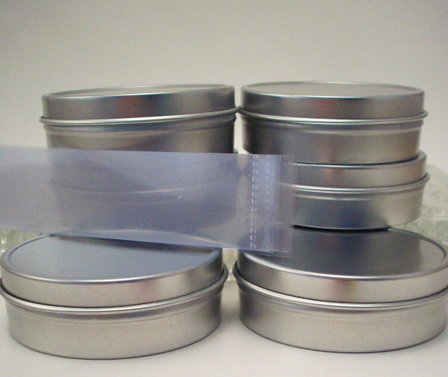 6 Empty 2 Ounce Tins with Lids and Shrink by ManInTheMoonHerbs