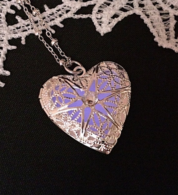 Heart Glow in the Dark Pendant Necklace by HisJewelsCreations