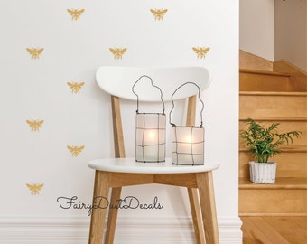 Honeybee wall decals, Set of 25, Bee Stickers, Honey Bee Decoration, vinyl wall decals, bee decal, gold honeybee decal, queen bee, gold bee