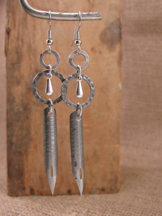 Upcycled Jewelry Fountain Pen Nib Industrial Style by thekeyofa