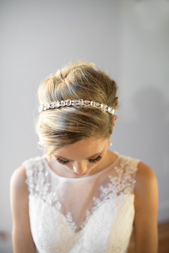 Crystal Ribbon Headband Wedding Headband Bridal Rhinestone