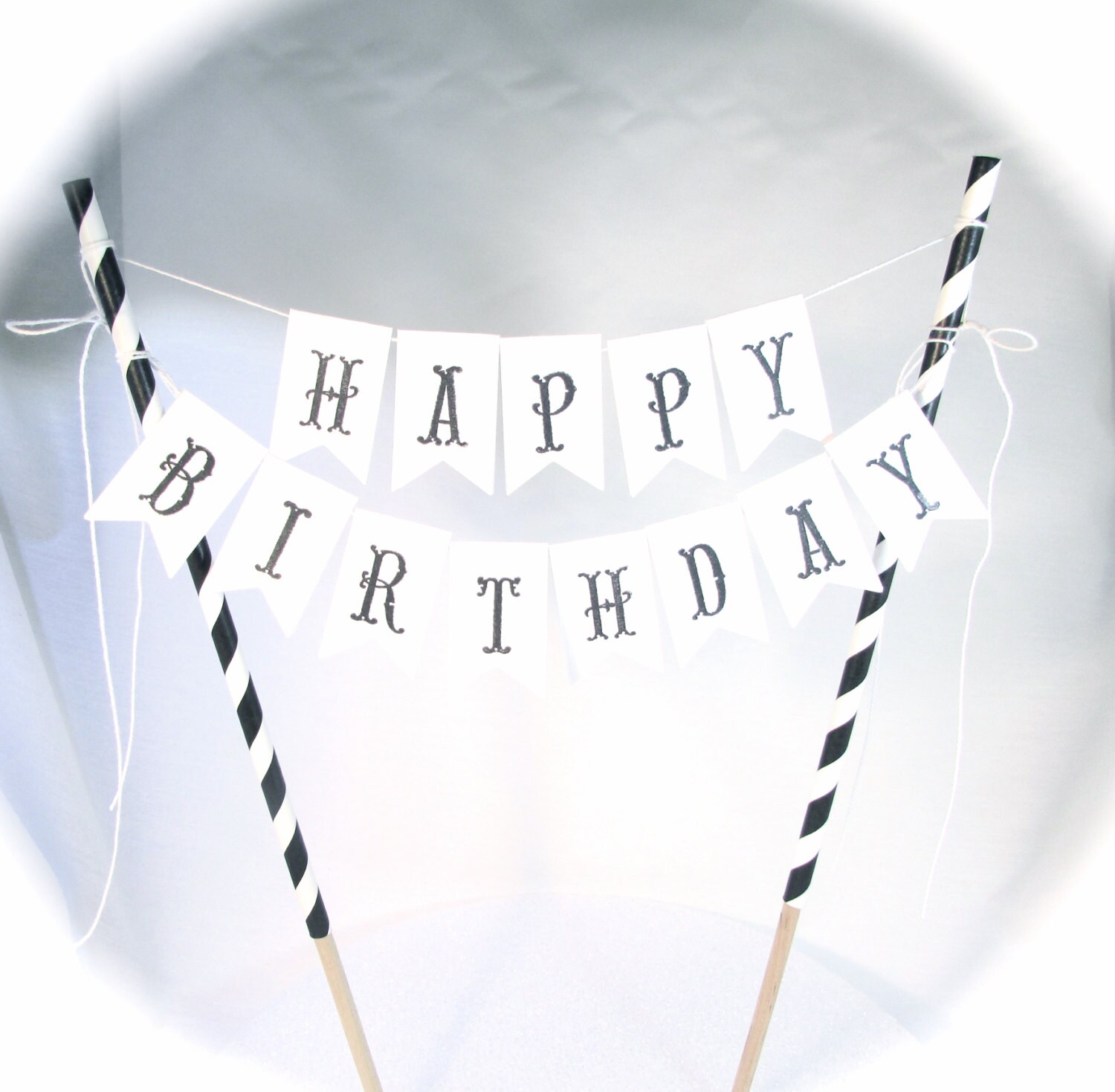 Happy Birthday Cake Topper Bunting Banner by QueenBeeInspirations