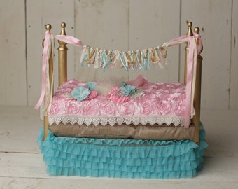 Baby Marie Baby Bed Prop, newborn baby bed photo prop, Marie Antoinette inspired colors baby items props
