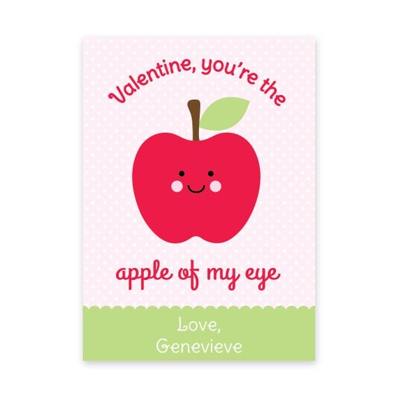 PRINTABLE Apple Valentine Card - Apple Valentines by nickwilljack ...