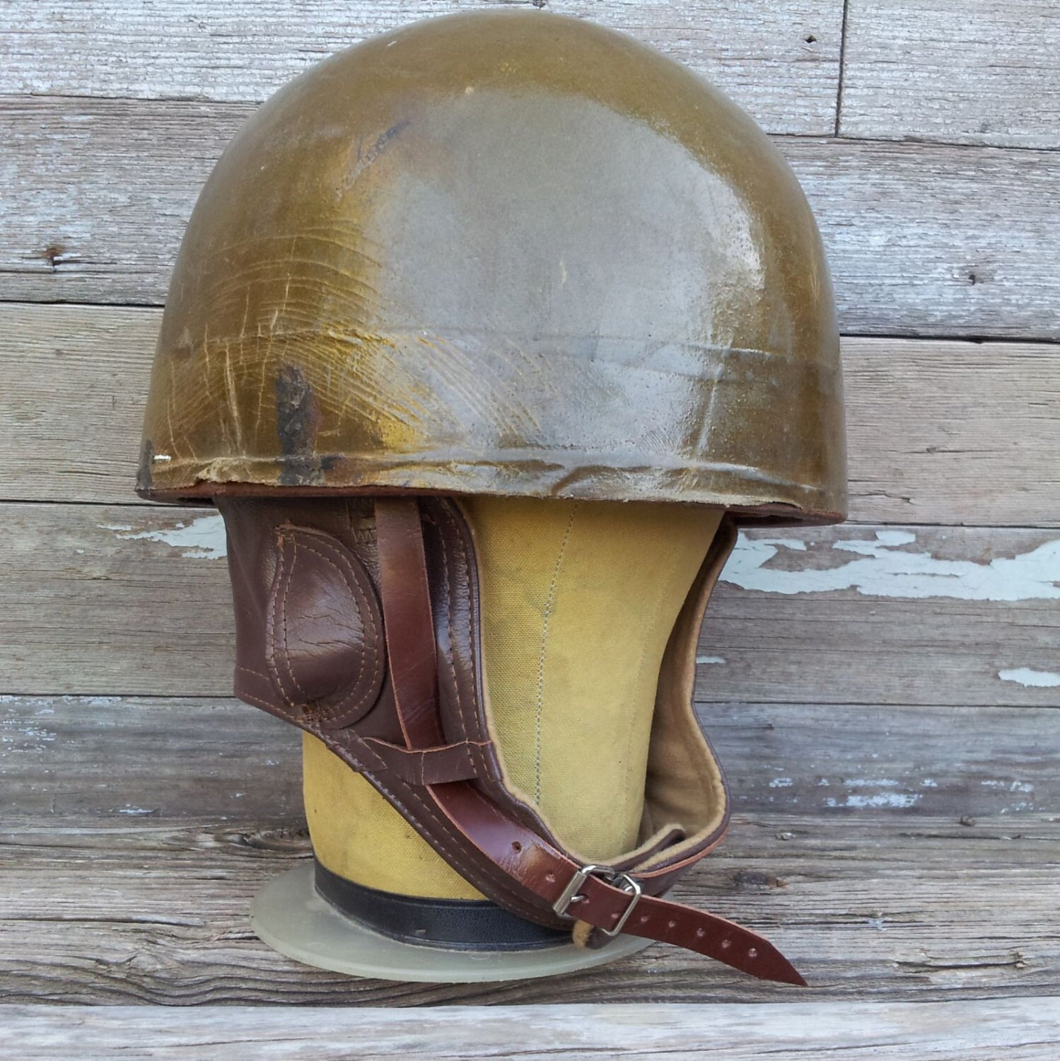 Vintage 1938 Style Belgian Pudding Bowl Motorcycle Helmet