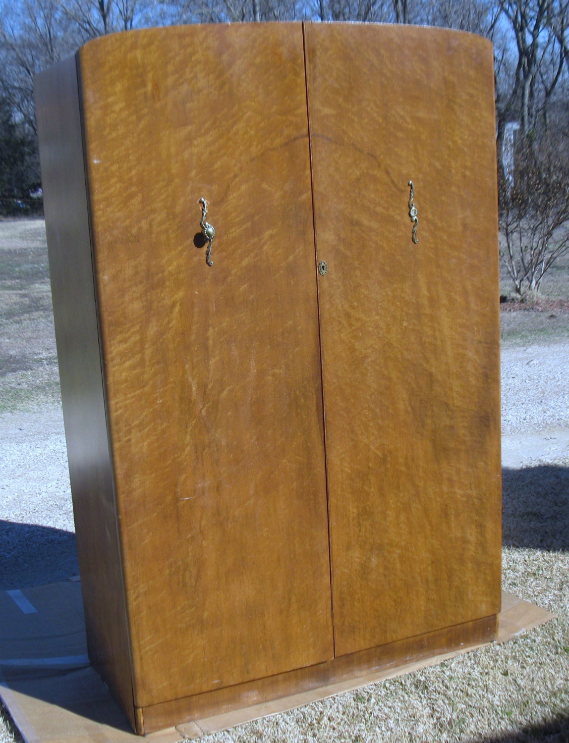 Vintage Wooden Wardrobe Standing Clothes Storage Closet Cabinet,1950s ...