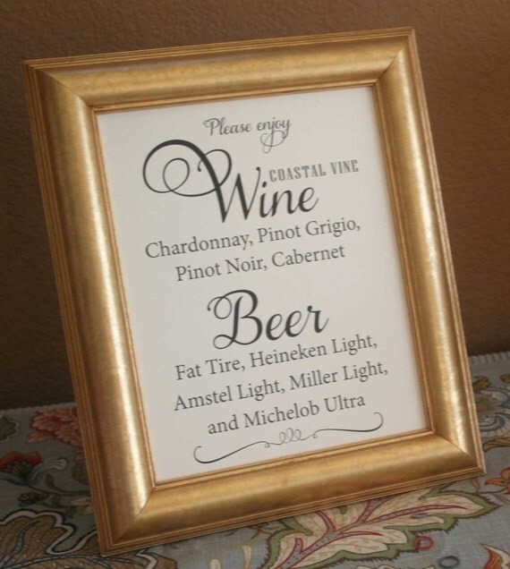 Beer and Wine Wedding Bar Menu Signature Drinks by RecipeBox