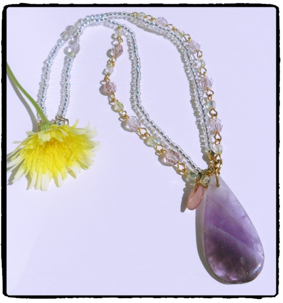 Items similar to Amethyst Inspired Beaded Necklace costume jewelry on Etsy