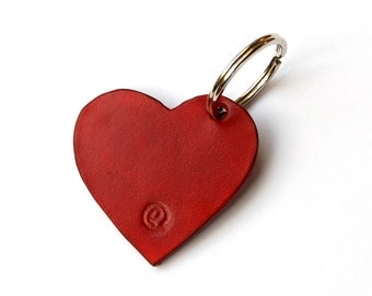 Handmade Heart Leather Keychain Keyring Keyfob
