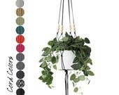 MORE COLORS || Large Hanging Planter without Pot | Modern Macrame Planter | Natural Wood Bead Plant Hanger | Minimalist Home Decor