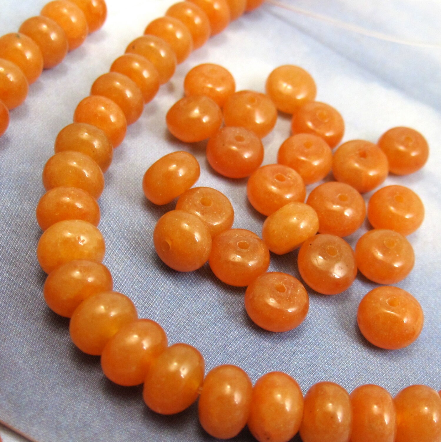 Orange Jade Beads 80 pcs 6 mm Orange Jade Semi Precious Stone