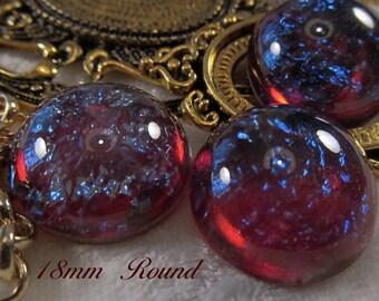 18mm Round - Mexican Opal (Dragons Breath) - Glass Cabochon - 3 pcs : sku 03.19.15.2 - H13