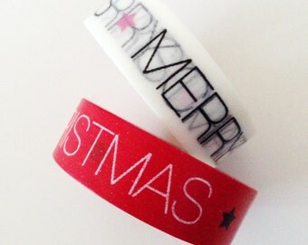 Text Merry Christmas Washi Tape Christmas Star Holiday washi Tape Gift Wrapping Christmas decorations