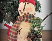 Handmade Primitive Snowman Tuck