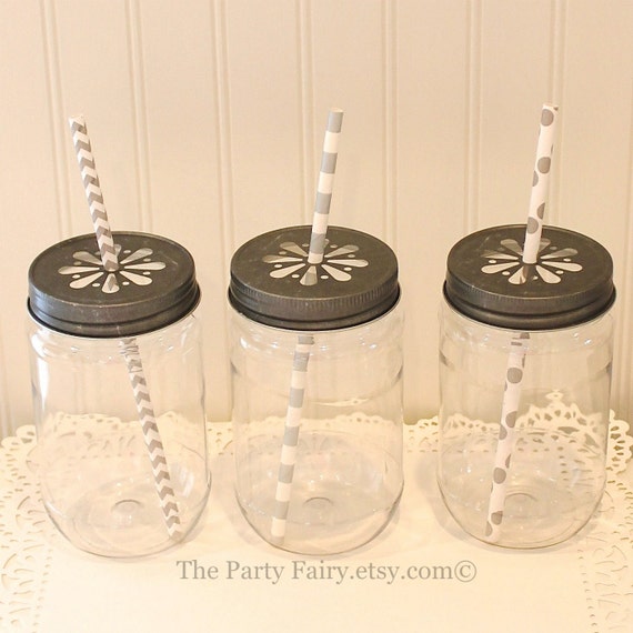 Plastic Mason Jars 100 Mason Jars with lids by ThePartyFairy