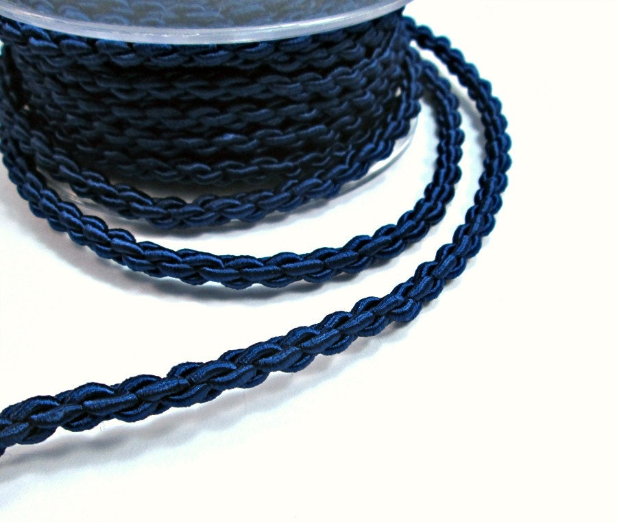 Satin thick chain braided silk cord blue 1m