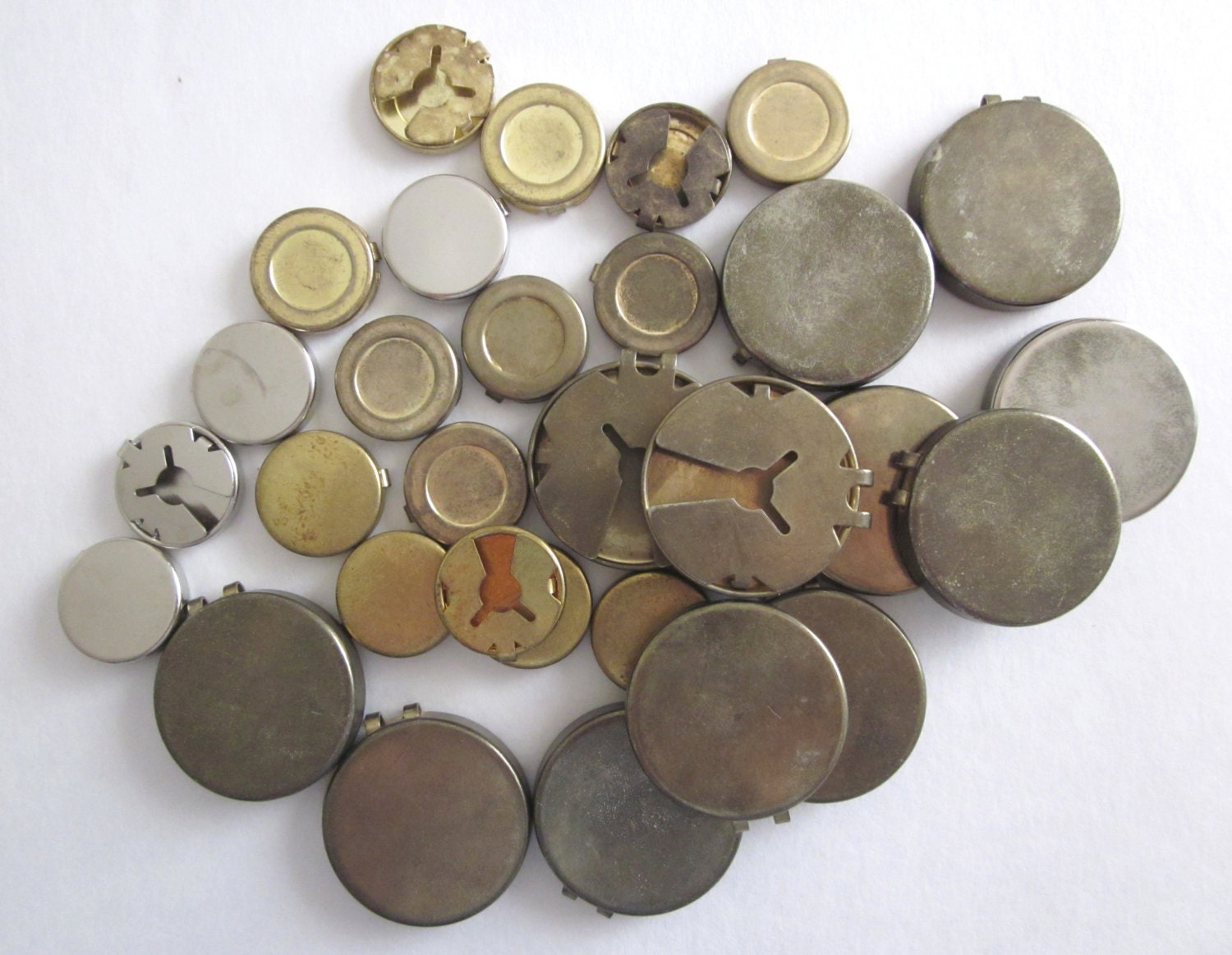 Vintage Brass Snap On Button Covers Thirty Pieces Two Sizes