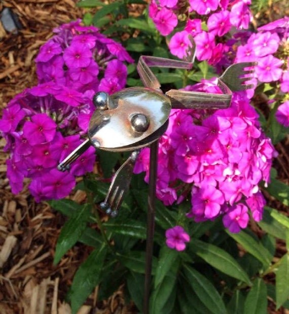 LEAP FROG Silverware Garden Art