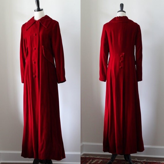 Long Red Opera Coat Long Velvet Coat Red Velvet Coat Long Red