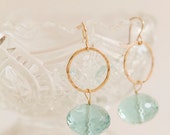 Blue Quartz Earrings | Dangle and Drop Earrings | Gemstone Jewelry | Dainty Jewelry| Hammered Hoop Earrings