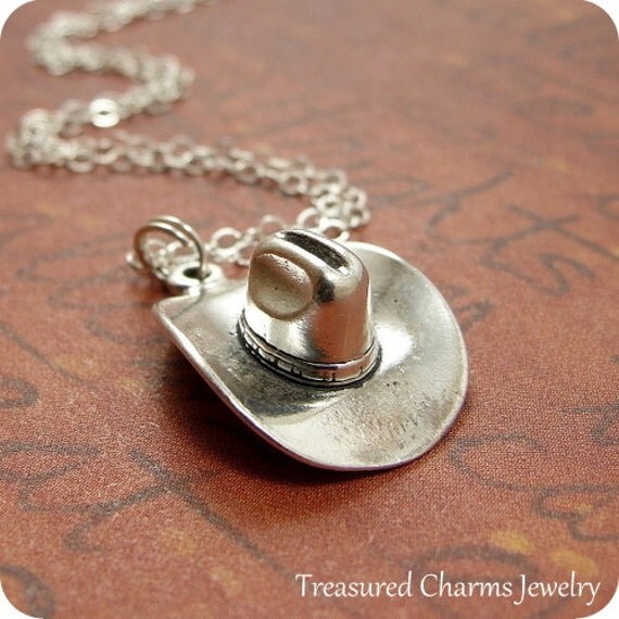 Cowboy Hat Necklace Sterling Silver Western Cowboy Hat Charm