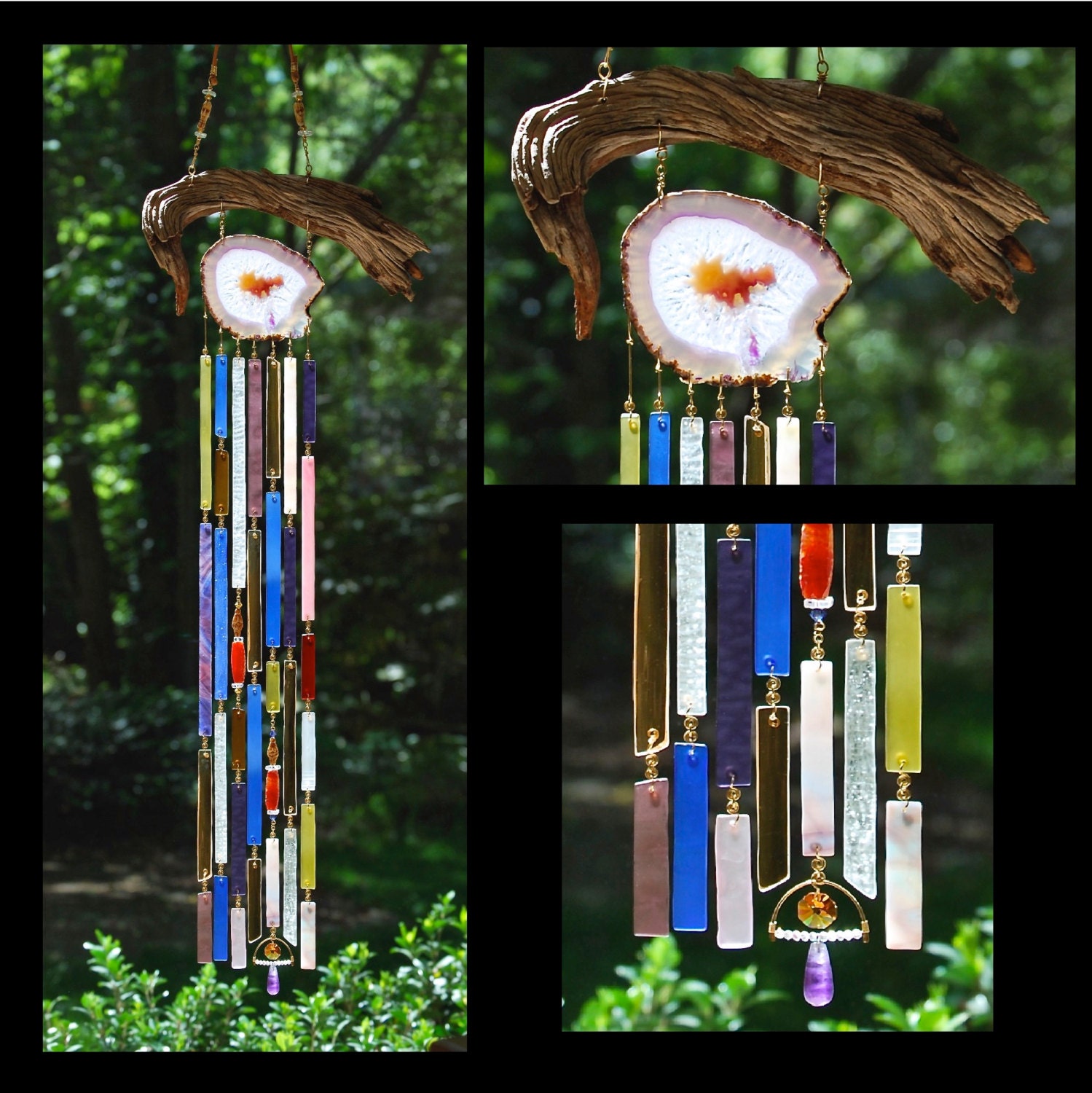 of gold symbol ancient Suncatcher Wind Glass Chimes Recycled Glass Beach Sea