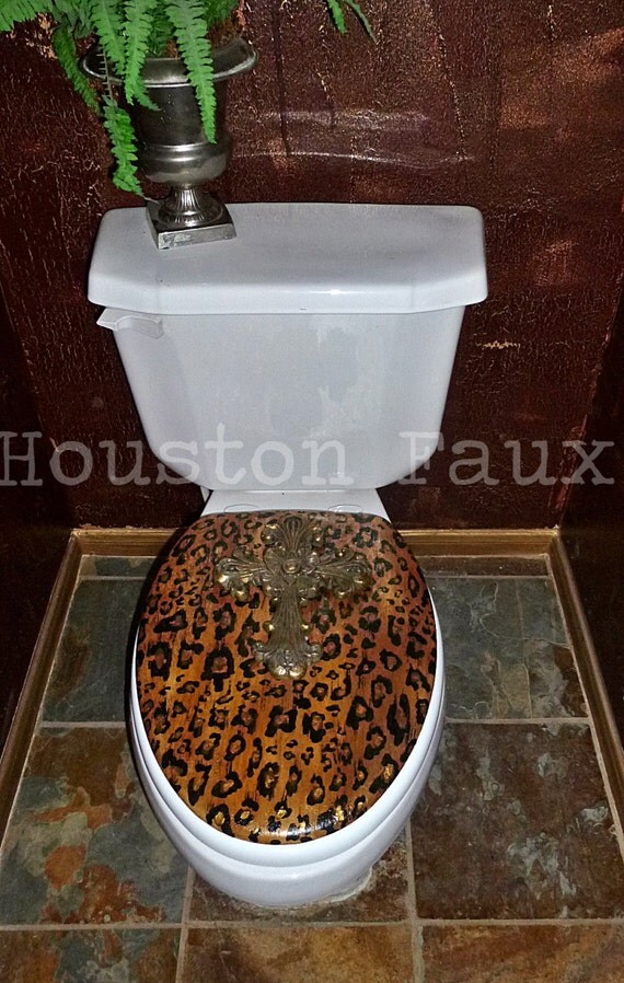Handpainted LEOPARD Cheetah Toilet Seat by TxFAUXplusFURNITURE