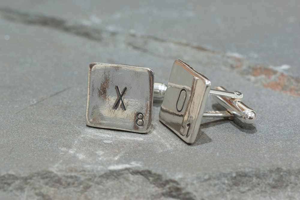 Sterling Silver XO Scrabble Cuff links Groomsmen Thank You