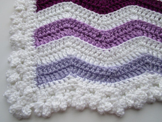 blanket crochet baby shell border Ripple Crochet Easy Pattern Wavey Stripe Afghan Rainbow