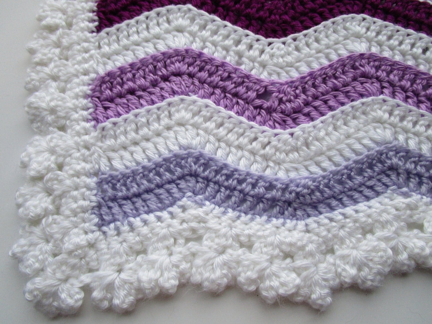 crochet blanket edging pattern Pattern Easy Stripe Crochet by Blanket Ripple KathieSewHappy Wavey