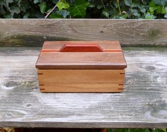 Small Wooden Keepsake Box, Butternut & Walnut w/ Padauk Accents, Custom Wooden Box, Wood Jewelry Box, Handmade Wooden Box