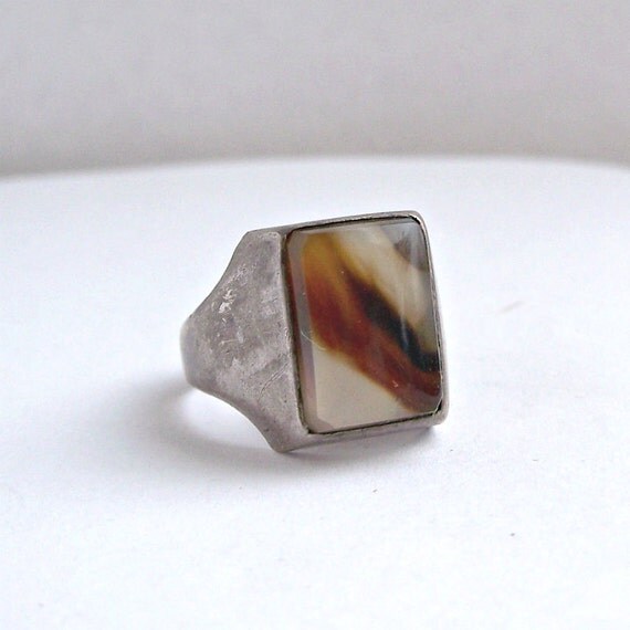 Vintage Moss Agate Sterling Silver RingArt by Oldtreasuretrunk