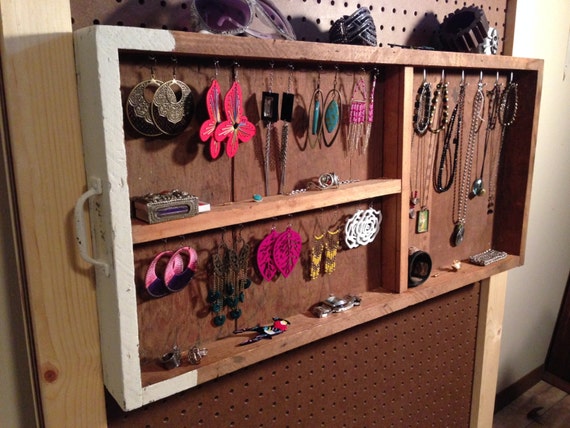 Upcycled Jewelry Organizing Display Wood Three Section Drawer