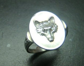 Adorable Sterling Silver Fox ring with genuine diamond eyes.
