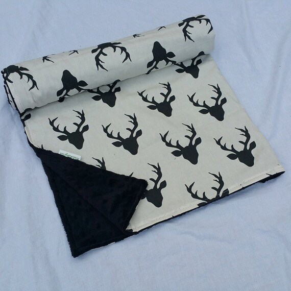 Minky Blanket Buck Forest Deer Blanket Black and by WatchMyDive