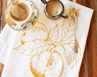 Tea Towel - Screen Printed Flour Sack Towel - Apple - Absorbent Dish Towel - Eco Friendly Cotton - Classic Flour Sack Towel - Kitchen Towel