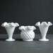 Three Fenton Milk Glass Mini Vases - Instant Collection - Hobnail Milk Glass Vases