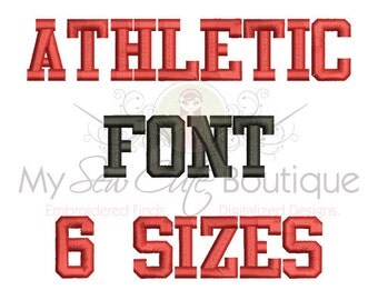 Athletic Embroidery Font - Machine Embroidery Designs - 6 Sizes Included - BX Embroidery Fonts Included