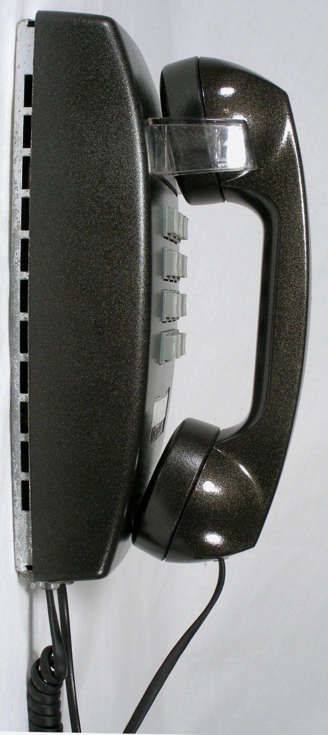 Wall Mount touch tone black Phone real bell ringer Repurposed