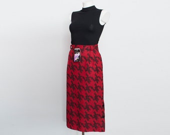NOS Vintage red and black houdstooth Skirt size S