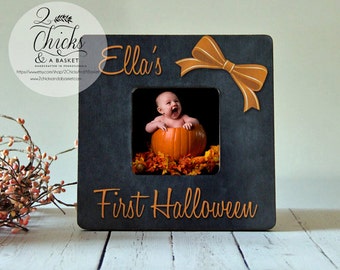 Babys First Halloween Picture Frame, Personalized Halloween Picture Frame, Rustic Frame, My First Halloween Frame, Halloween Gift Idea