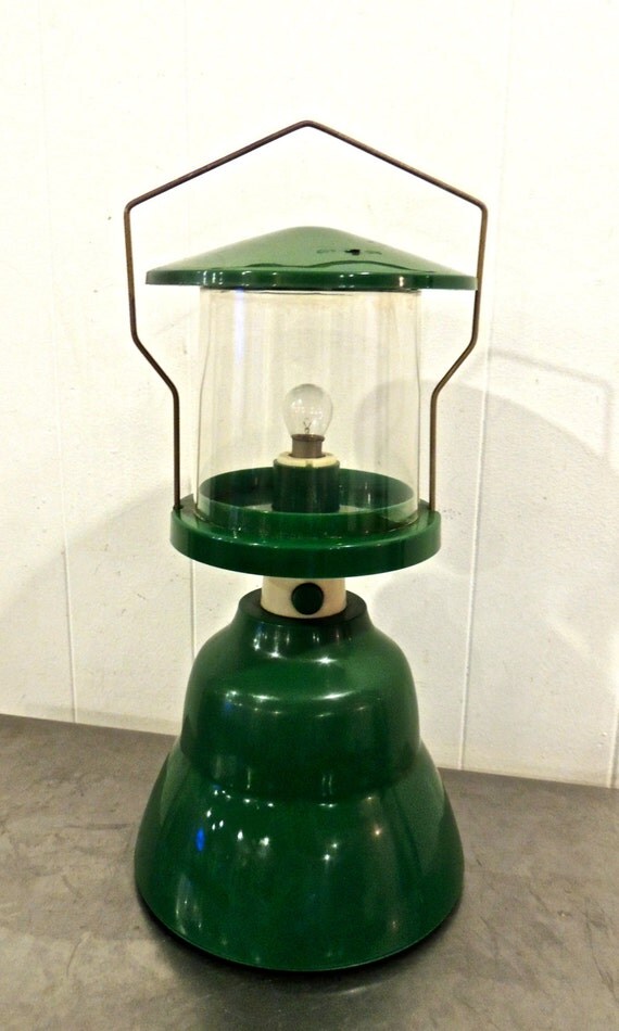 vintage camping lantern 1950s60s mid century green by mkmack