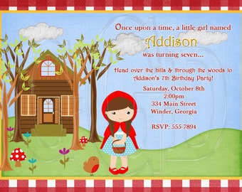 Little Red Riding Hood Invitation Inspired-Digital File