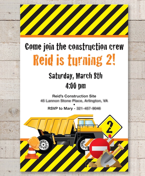 Construction Birthday Invitations - Construction Birthday Decorations - Dump Truck Birthday - Set of 12 Il_570xn