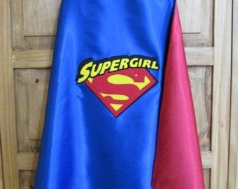 Supergirl Cape / Super Hero Cape / Childrens Cape / Girls Super Hero Cape / Reversible Cape